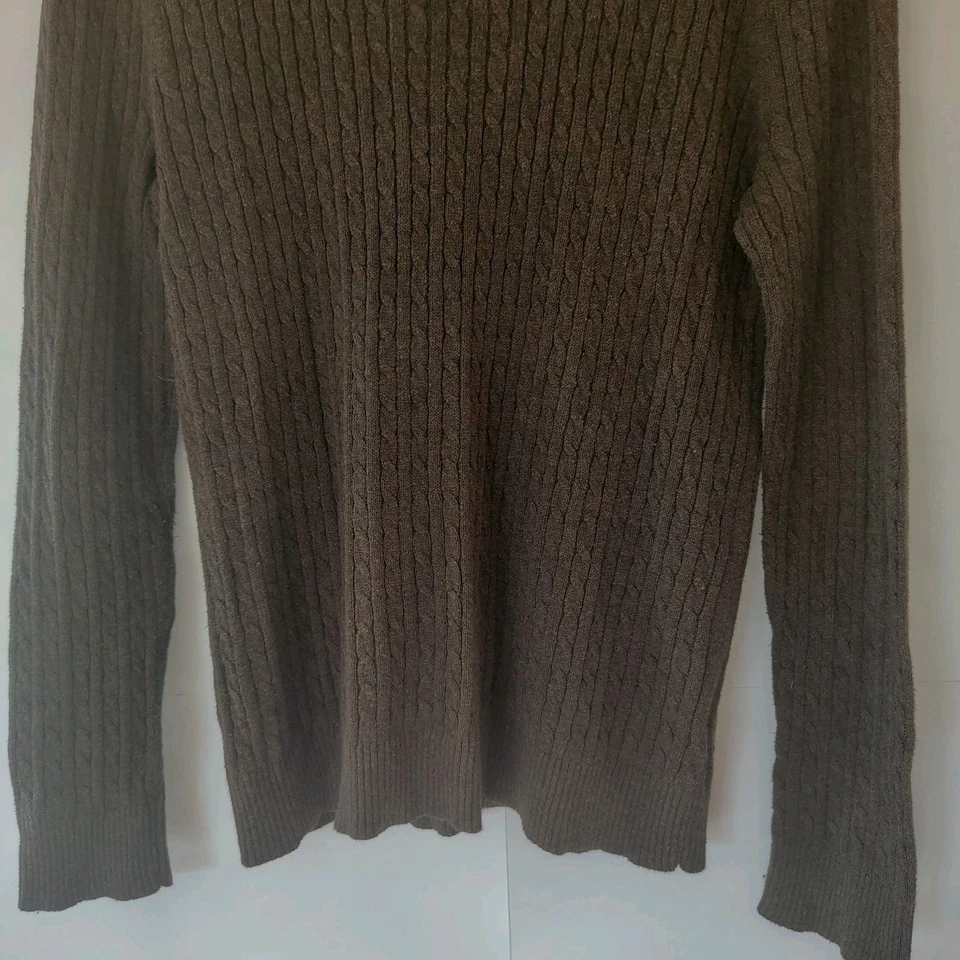 Suéter feminino vintage de malha com nervuras Y2K tamanho G ajustado marrom chocolate - Imagem 3 de 4