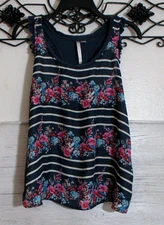 LC Lauren Conrad Women's Top Size S Sleeveless Multicolored Floral Round Neck