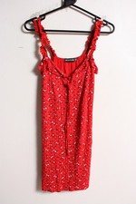 Prettylittlething Womens Strappy Floral Jersey Dress- Red - Size 12 (C45)