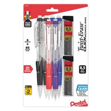 Pentel Twist-Erase Click Mechanical Pencil (0.5mm), Pack of 6 Pencisl with 2 Pac