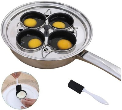 4 Cups Egg Poacher Pan - Stainless Steel Poached Egg Cooker   Induction Cookt...