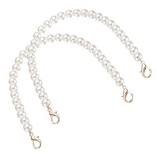2Pcs Imitation Pearl Purse Strap 12 Inch Handbag Lobster Clasp Gold