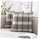  26 x 26 European Pillow Covers Set 26" x 26" (Pack of 2) Brown Farmhouse Plaid