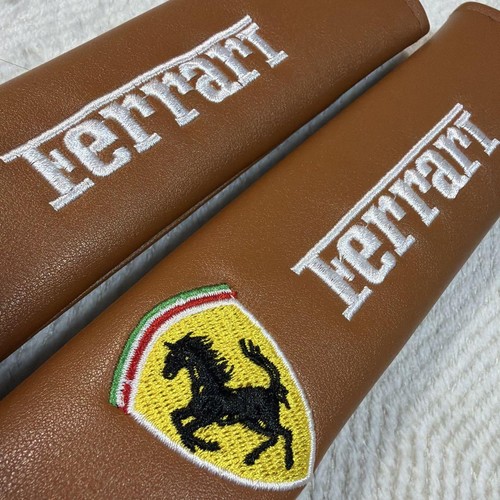 Ferrari Brown Seat belt pads Artificial Leather Pre owned MINT - Picture 3 of 12