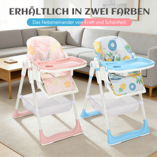 Baby Hochstuhl, Höhenverstellbar Essstuhl Klappbar Kinderstuhl mit Liegefunktion