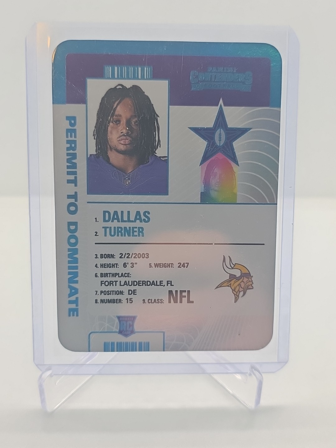 2024 Panini Contenders #14 Dallas Turner Permit To Dominate RC Case Hit