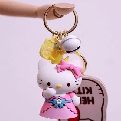 New! VINTAGE SANRIO HELLO KITTY dress 3D figure key ring/key ring Hanbok VTG