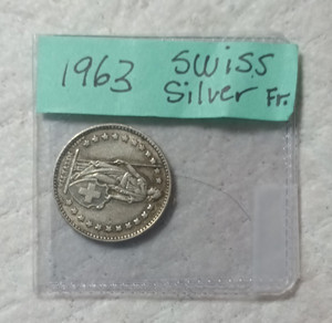 1963 Switzerland 5 Francs Silver Coin 0.835 Helvetia Standing KM#23