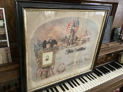 Original Civil War Vanity Discharge Certificate 14th Ohio Infantry Antique Old