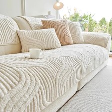1PC Wave Striped Sofa Cover Thick Plush Sofa Towel Non-slip Sofa Mat Living Room