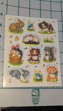 Vintage Hallmark Stickers Baby Animals Cat Dog Bunny Bird Squirrel 1 Sheet