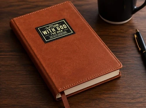 One Minute with God for Men 365 Devotions, Brown Faux Leather Flexcover - product listing photo