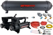 airmaxxx Dual 580 Black Compressors with 5 Gal Black Aluminum Tank Wiring Kit