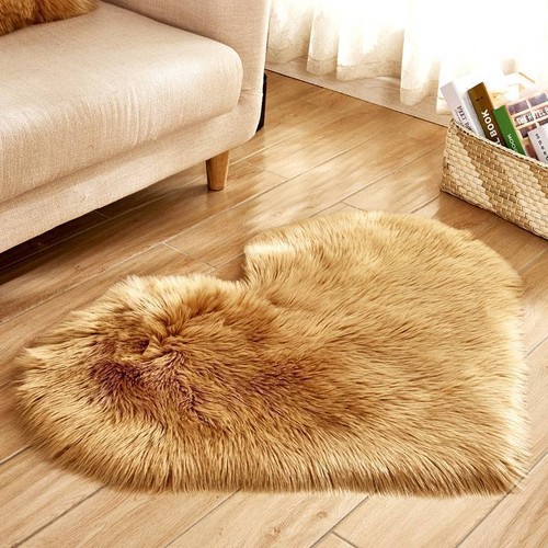 Soft Area Rug Shaggy Heart Shaped Rugs Carpet Bedroom Fluffy Fur Floor Mats Gift - Picture 23 of 36