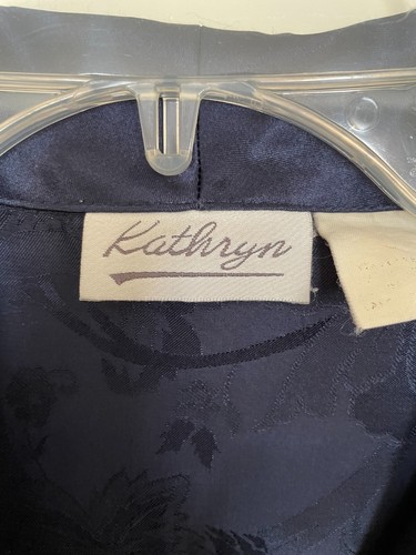 Camisa de dormir satinada vintage para mujer Kathryn azul marino talla L - Imagen 2 de 4
