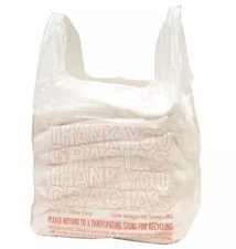 T-Shirt THANK YOU GRACIAS Carry-Out 11.5" x 6.5" x 22" Plastic Bags Carry