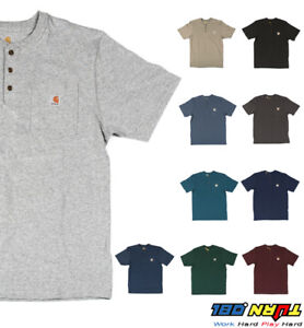 Carhartt-K84-Men-039-s-Henley-Pocket-T-shirt-Heavyweight-Jersey-cotton-Top-WorkWear