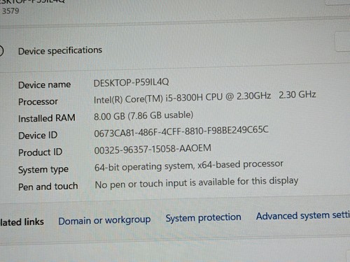 Dell G3 15 - Inspiron 15 Gaming Laptop - i5 8th Gen @2.3 GHz - 8 GB ram - Win 11 - Picture 10 of 11