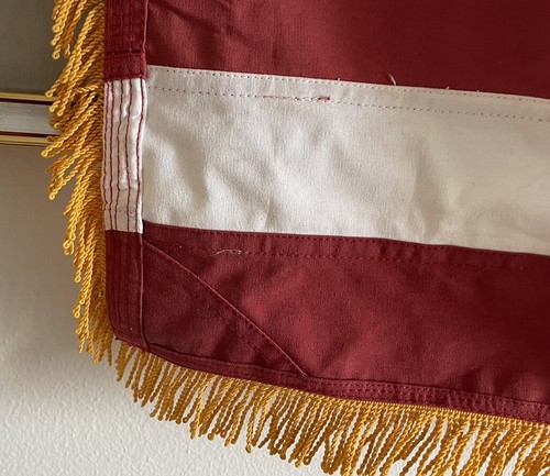 Indoor 59+38’ USA Flag With Gold Fringe - Made In The USA + 2 Piece Wooden Rod - Picture 14 of 14