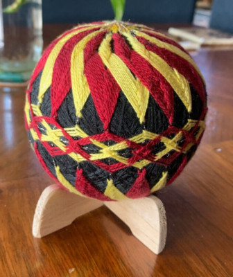 Vintage Temari Thread Ball Japanese Traditional Folk Art Handmade 3 1/2 Diameter