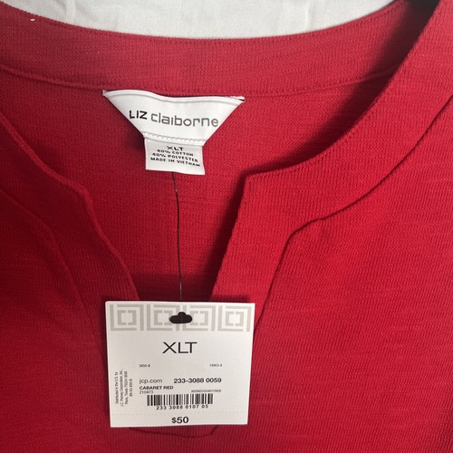 Liz Claiborne Dress Woman’s Size XLT Red Short Sleeve - Picture 2 of 10