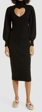 Farm Rio Women's Black Heart Cutout Ribbed Sweater Dress Size S