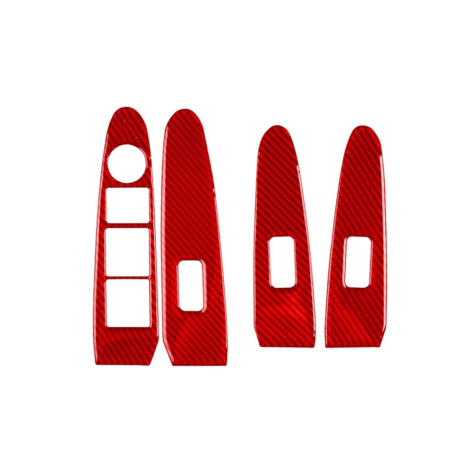 Cubierta de panel de interruptor de elevación de ventana de fibra de carbono roja 4 piezas para Kia Sportage R GL 11-16 Foto 2 de 4