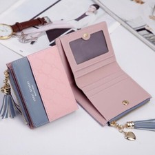 Mujeres Carteras Cortas Pequeñas Doble Plegable Cuero Bolsillo Cartera Mini Cartera Portatarjetas EE. UU.