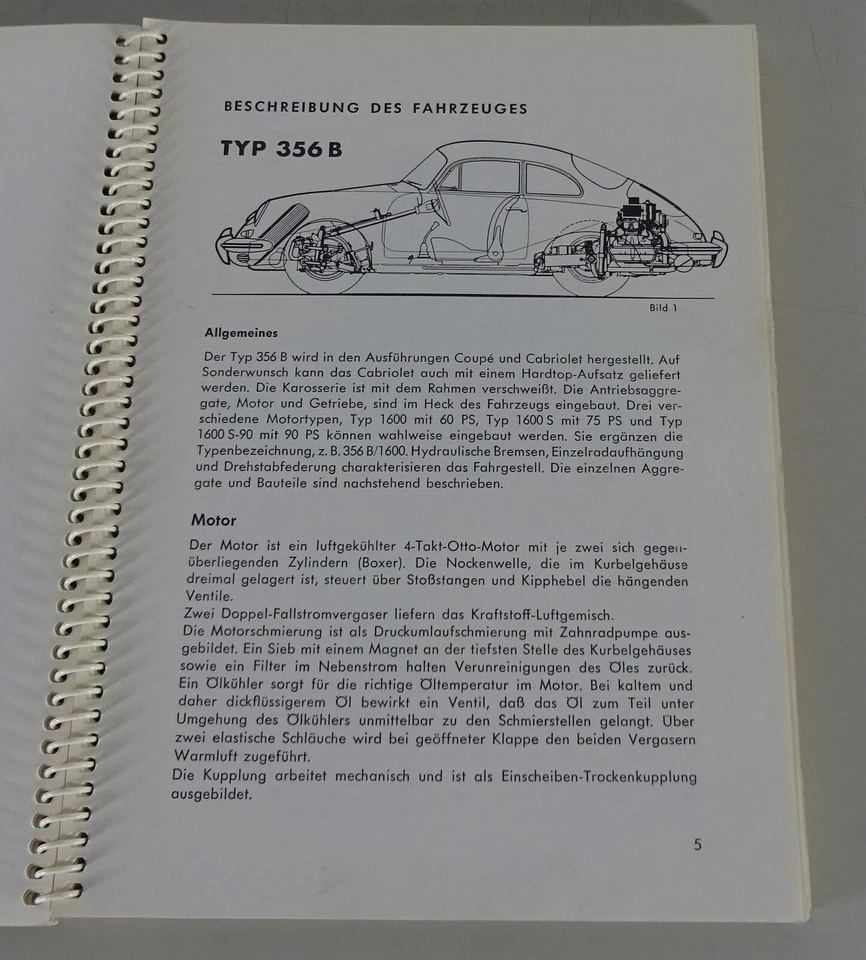 Manual de instrucciones / Manual Porsche 356 B 1600 / 1600 S Stand 01/1963 original Foto 3 de 4