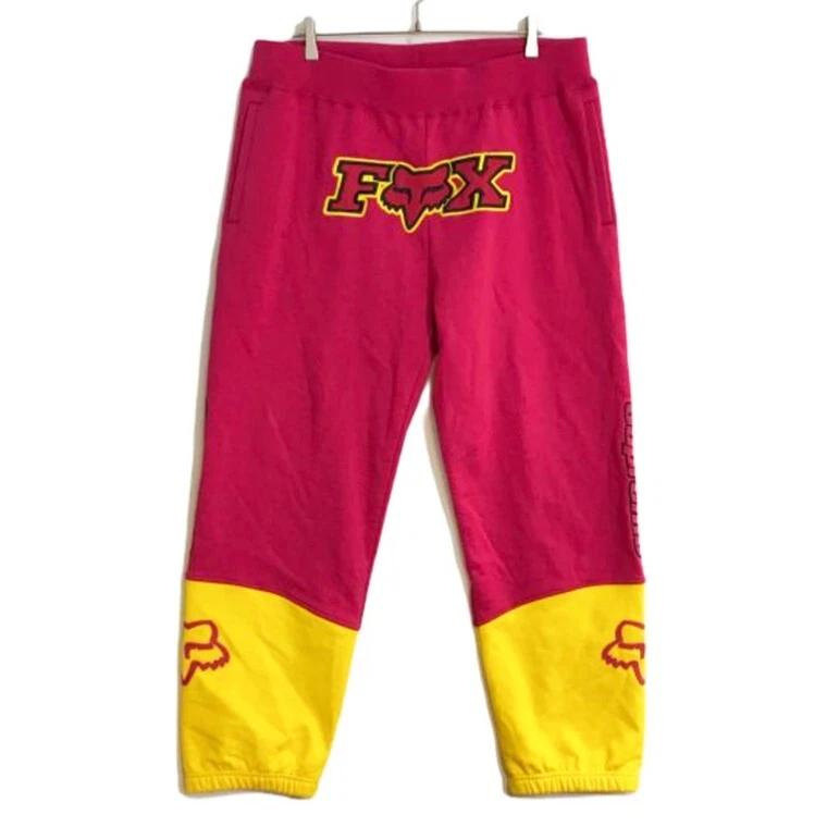 Pantalon de survêtement Supreme Fox Racing rose jaune taille L