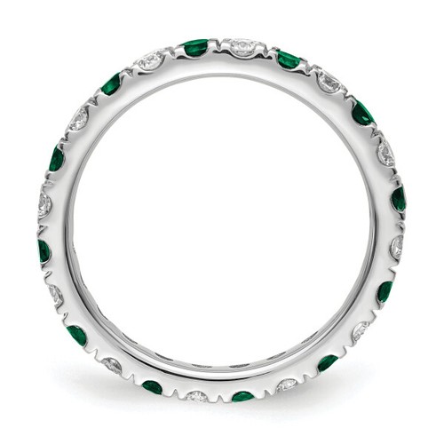14K White Gold Lab Grown Created Diamond Green Emerald Eternity Ring May ... - Picture 7 of 81