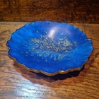 Handmade Resin Bowl, pearlescent royal blue with gold leaf