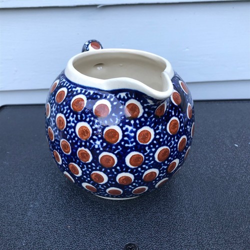 BOLESLAWIEC CREAMER PITCHER POLISH POTTERY STONEWARE POLAND HAND MADE - 第 4/7 張圖片