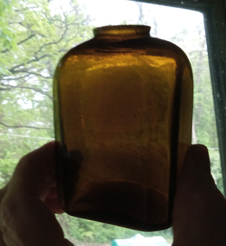 OPEN PONTIL 1840s RARE F EMB OLIVE GREEN NEW ENGLAND BLOWN GLASS SNUFF BOTTLE - Picture 5 of 11