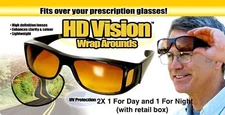 HD Night & Day Vision Wraparound Sunglasses, As Seen on TV, Fits over Glasses 