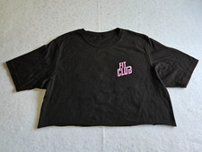 Fit Club Cropped Top Tee Women Sz S Spellout Pullover Gym Athleisure Yoga Lane 7