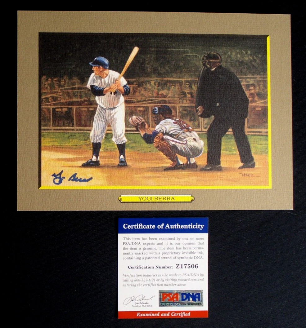 YOGI BERRA PSA/DNA SIGNED PEREZ-STEELE GREAT MOMENTS CARD #53 AUTOGRAPH HOF . .