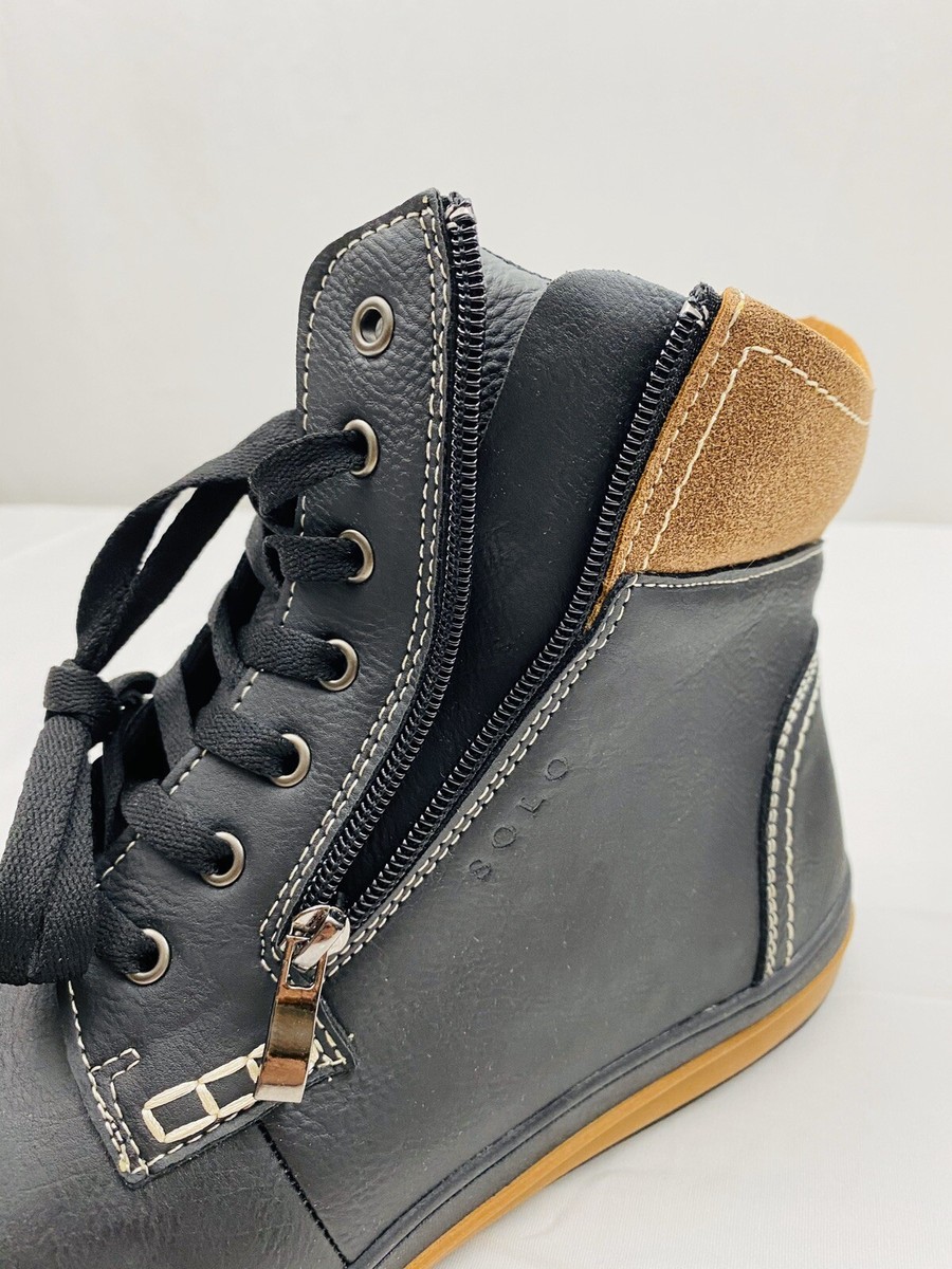 solo men\'s Carlos boots lace-up and side zipper Black Brown 10.5 New solo | Shoes | Solo Mens Carlos Boots Laceup And Side Zipper  main image 3