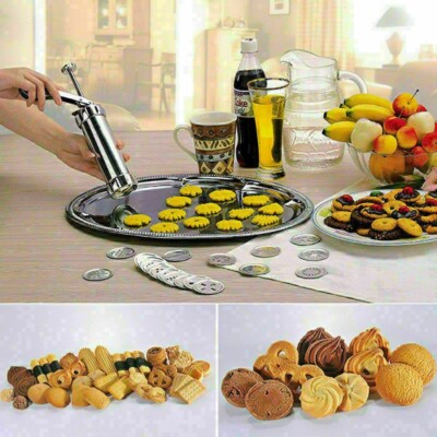 25PC BISCUIT MAKER SHAPER CAKE CUTTER DECORATING SET COOKIE PRESS PUMP ...