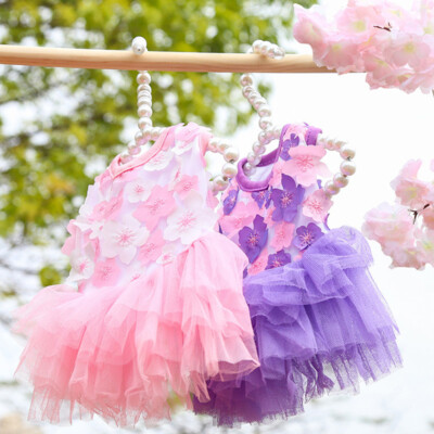 Lace Chiffon Dress Dog Cat Floral Skirts Pet Party Birthday Costume Pet  Supplies | eBay