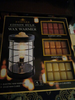 NEW ESSENZA Edison Bulb Wax Warmer w/3 Fragrance Cube Sets, Farmhouse Rustic