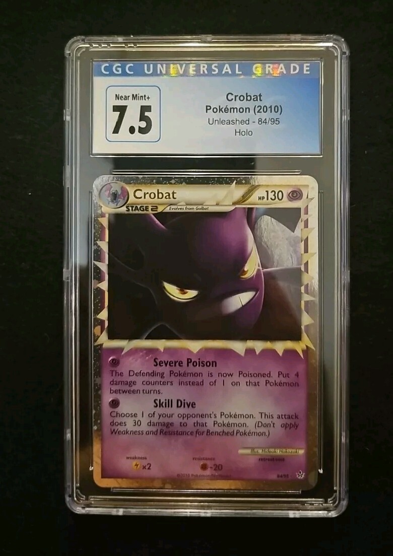 Pokemon Card CGC 7.5 Crobat 84/95 HGSS Unleashed Prime Holo 2010