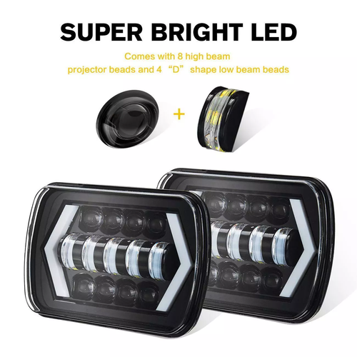 1986-1993 For Mazda B2000 B2200 B2600 Pickup Pair 7x6" Led Headlights Hi-Lo Halo - Picture 3 of 10