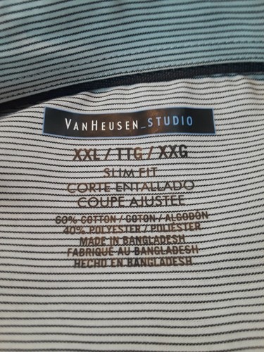 NWT Van Heusen Studio Slim Fit Men's Cotton Blend Striped Dress Shirt Size XXL - Picture 7 of 12