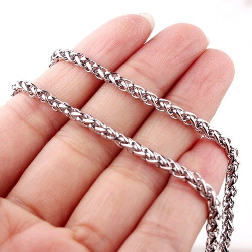 Cadena de trigo de 3 mm, acero inoxidable puro cualquier longitud personalizada para collar tobillera etc. - Imagen 2 de 6