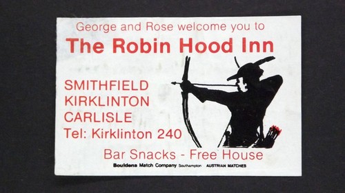 Matchbox Label Pub The Robin Hood Inn Smithfield Kirklinton Carlisle MQ694