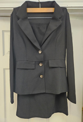 yozy Black Two Piece Suit w/Skirt size M