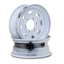 LIBRA 15 x 6 Trailer Wheels 6 Lug on 5.5" Bolt Pattern White Spoke, Set 2-17012