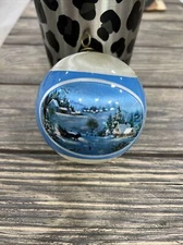 Vintage Christmas Ornament 1982 Plus Mark Satin Globe Ball Snow Sleigh Ride