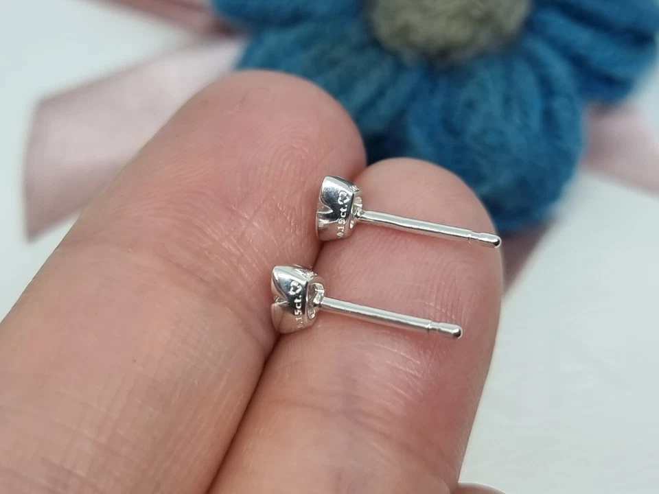 NUEVO Genuino Pandora Talismán Plata Diamante Cultivado en Laboratorio Pendientes Corazón 💕S925 ALE Foto 3 de 4